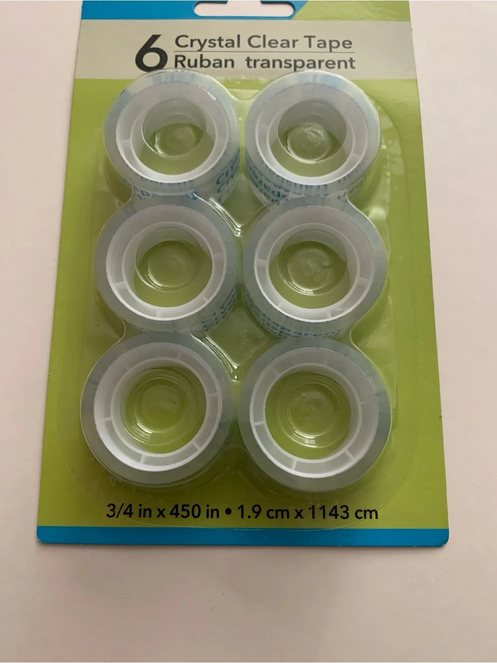 Crystal Clear Transparent Tape 6-Pack - Clear Adhesive Rolls